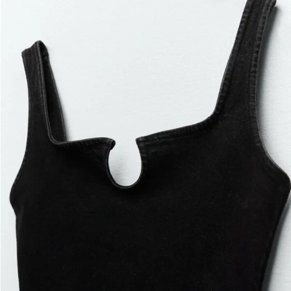 Zara Denim Black HOT Little Dress Small NWT - Picture 4 of 5